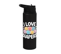 I Love Pannolini Colorful Statement Fun Stainless Steel Insulated Water Bottle
