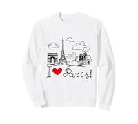 I Love Paris Cityscape Hand Drawing Shirts, Paris Skyline Felpa