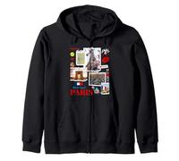 I Love Paris, Cool Paris Famous Landmarks with Eiffel Tower Felpa con Cappuccio