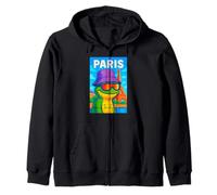 I Love Paris, Cool Paris Green Frog Cartoon Illustration Felpa con Cappuccio