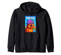 I Love Paris, Cool Paris Lazy Sloth Cartoon Illustration Felpa con Cappuccio