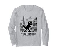 I Love Paris, Pixel Dinosaur in Paris Retro City Adventure Maglia a Manica