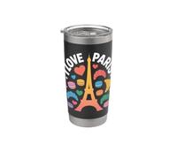 I Love Paris Torre Eiffel Cuori Bicchiere termico in acciaio inox doppia parete