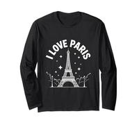 I Love Paris Torre Eiffel Night Stars Maglia a Manica