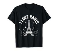 I Love Paris Torre Eiffel Night Stars Maglietta