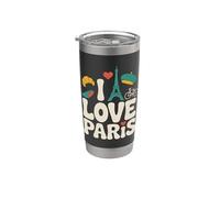 I Love Paris Tour Eiffel Bicycle Art Bicchiere termico in acciaio inox doppia parete