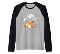 I Love Patate Carino Cartone Animato Verdure Maglia con Maniche Raglan