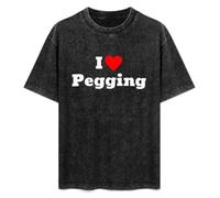 I Love Pegging with A Heart Unisex T-Shirt Black Mens Top Tee L