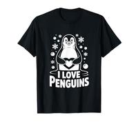 I Love Penguins cuore carino fiocchi di neve Maglietta