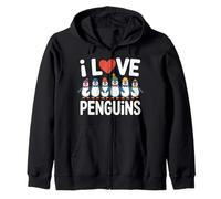 I Love Penguins - Grazioso Design a Forma di Pinguino Felpa con Cappuccio