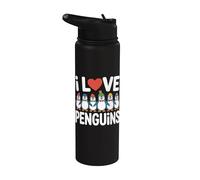 I Love Penguins - Grazioso design a forma di pinguino Stainless Steel Insulated Water Bottle