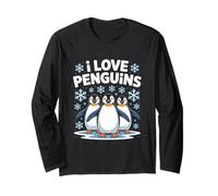 I Love Penguins - Simpatico design con fiocco di neve Maglia a Manica