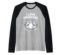 I Love Penguins - Simpatico design con fiocco di neve Maglia con Maniche Raglan