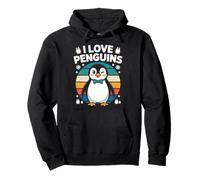 I Love Penguins - Simpatico pinguino ammiccante retrò Felpa con Cappuccio