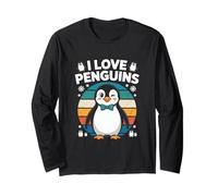 I Love Penguins - Simpatico pinguino ammiccante retrò Maglia a Manica