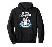 I Love Penguins Simpatico pinguino Artistico Amante degli animali Felpa con Cappuccio
