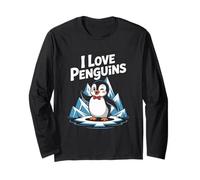 I Love Penguins Simpatico pinguino Artistico Amante degli animali Maglia a Manica