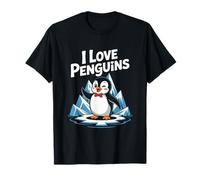 I Love Penguins Simpatico pinguino Artistico Amante degli animali Maglietta