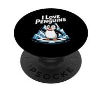 I Love Penguins Simpatico pinguino Artistico Amante degli animali PopSockets PopGrip Adesivo