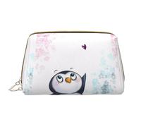 I Love Penguins - Trousse in pelle con chiusura a cerniera, portatile, impermeabile, per casa, viaggi, per organizzare articoli da toeletta, bianco, Taglia unica