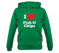 I Love Pesce & Chips - Bambini Felpa con Cappuccio/Maglione - Cibo Takeaway E