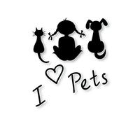 I Love Pets - Dog/Cat frigo Sticker Neri autoadesivi Vinyl- Formato A4 - Art Decor/Wall Decor/Cucina Decalcomania
