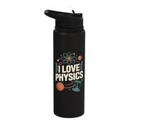 I Love Physics Atom DNA Tema Tempo Stainless Steel Insulated Water Bottle