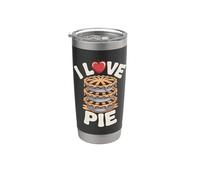 I Love Pie Apple Dessert Stack Divertente Tipografia Bicchiere termico in acciaio inox doppia parete