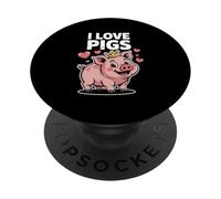 I Love Pigs - Adorabile design a forma di cuore con maialino PopSockets PopGrip Adesivo