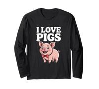 I Love Pigs - Adorabile maialino con papillon Maglia a Manica