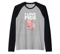 I Love Pigs - Adorabile maialino con papillon Maglia con Maniche Raglan
