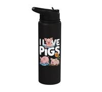 I Love Pigs Carino Farm Animal Fun Stainless Steel Insulated Water Bottle