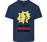 I Love Pipì IN The Doccia Divertente Grezzo Uomo Scollo A V Cotone T-Shirt