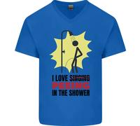 I Love Pipì IN The Doccia Divertente Grezzo Uomo Scollo A V Cotone T-Shirt