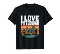 I Love Pittsburgh Retro Skyline Orgoglio Maglietta