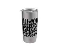 I Love Pizza, Cool Pizza Illustration Novelty Graphic Design Bicchiere termico in acciaio inox doppia parete