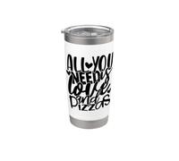 I Love Pizza, Cool Pizza Illustration Novelty Graphic Design Bicchiere termico in acciaio inox doppia parete