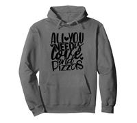 I Love Pizza, Cool Pizza Illustration Novelty Graphic Design Felpa con Cappuccio
