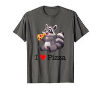 I Love Pizza, Cool Raccoon Eats Pizza Illustration Graphic Maglietta