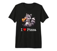 I Love Pizza, Cool Raccoon Eats Pizza Illustration Graphic Maglietta Premium