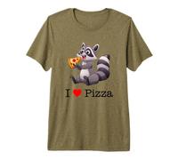 I Love Pizza, Cool Raccoon Eats Pizza Illustration Graphic Maglietta Premium