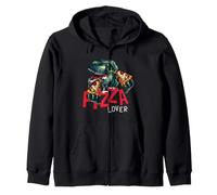 I Love Pizza, Enjoy Dinosaur Eats Pizza, Cool Pizza Lovers Felpa con Cappuccio