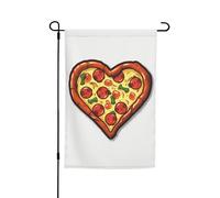 I Love Pizza Heart Garden Flag Double Sided Farmhouse Holiday Yard Flag 30,5 x 45,7 cm banner stagionale all'aperto per primavera estate prato portico decorazione casa piccola bandiera giardino