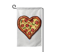 I Love Pizza Heart Garden Flags Vertical Double Sided House Flag 30,5 x 45,7 cm Primavera Estate Stagionale Bandiera Vacanze Agriturismo Cortile Decorazione da appendere all'aperto