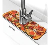 I Love Pizza - Tappetino per rubinetto da cucina, super assorbente, in diatomite, ad asciugatura rapida, in pietra ad asciugatura rapida, vassoio raccogli gocce per lavandino del bagno, tappetino per