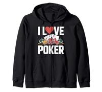 I Love Poker Casino Cards Chips Gioco Felpa con Cappuccio