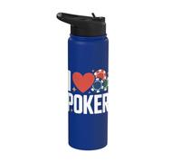 I Love Poker Casino Chips Gioco Divertimento Stainless Steel Insulated Water Bottle