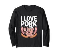 I Love Pork BBQ Grilling Appassionati Maglia a Manica