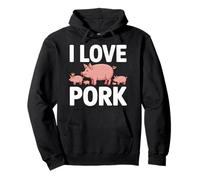 I Love Pork Cute Pig Famiglia Grafica Umorismo Felpa con Cappuccio