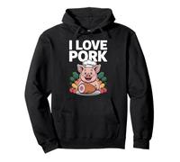 I Love Pork Funny Pig Chef Cibo Carino Felpa con Cappuccio